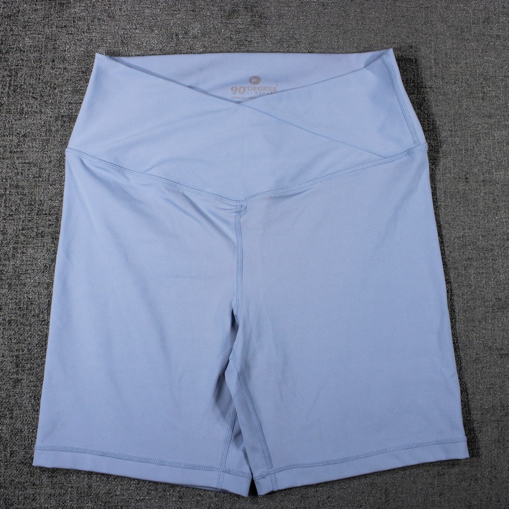 90 Degree by Reflex Blue Interlock Crossover 7 Inch Biker Shorts Womens Large